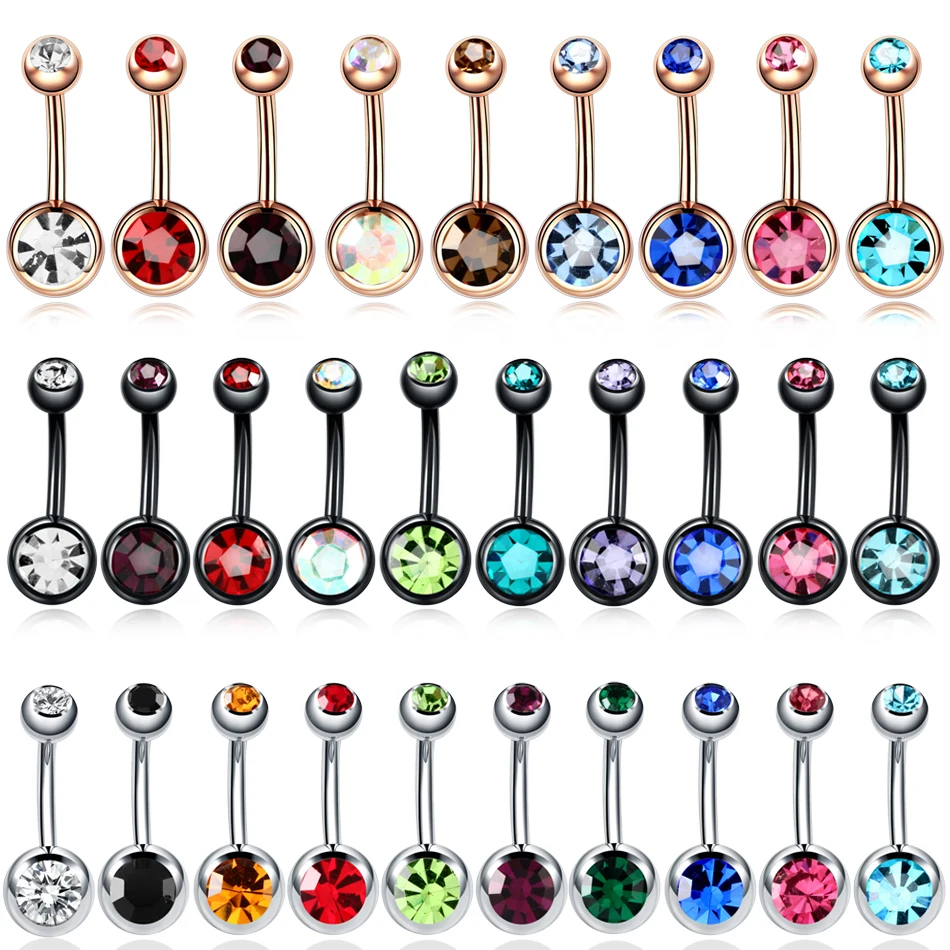 1Pc Surgical Steel Belly Button Ring Navel Nombril Piercing CZ Belly Ring Sexy Women Belly Piercing Body Jewelry Ombligo 14G