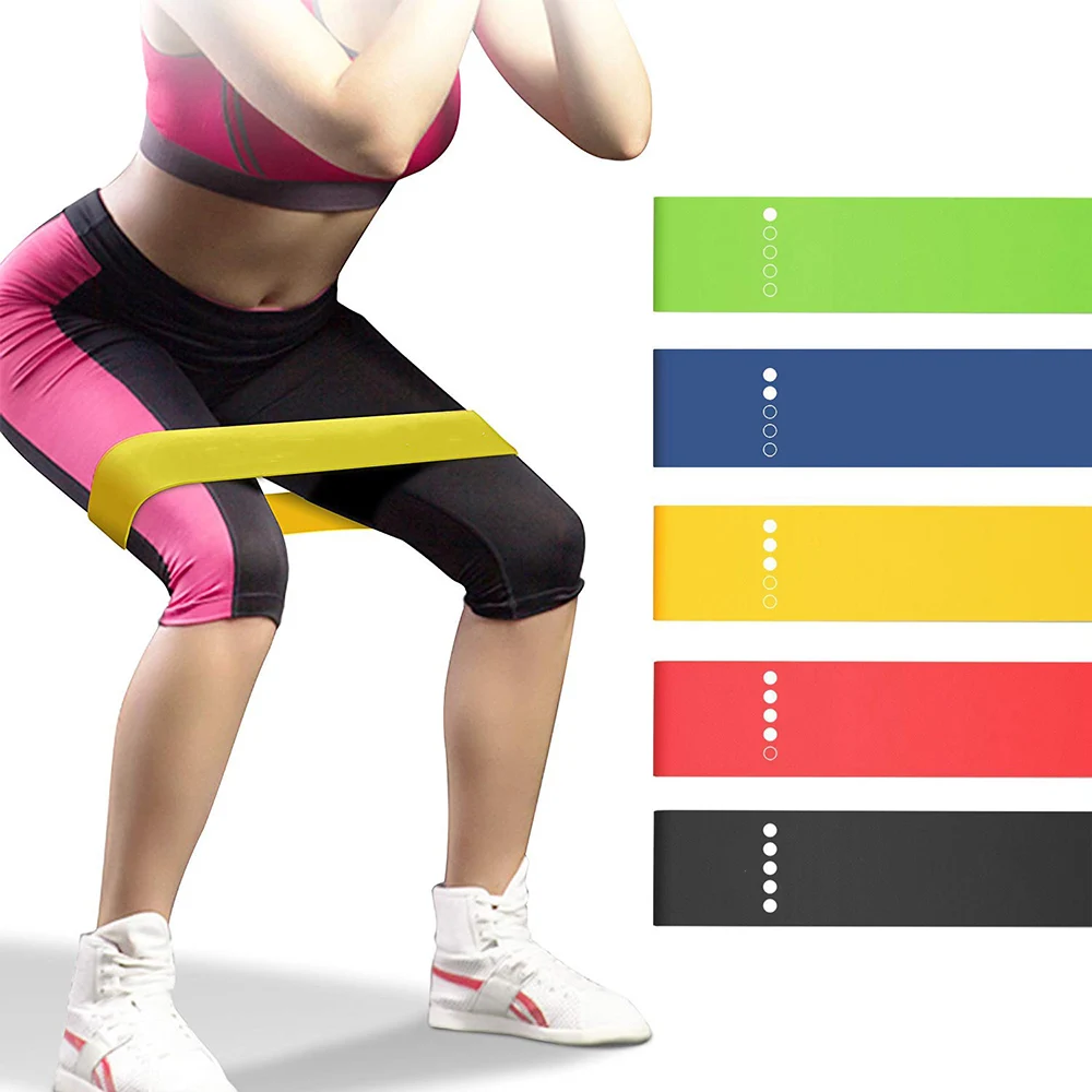 Yoga-Widerstandsbänder, 5 Farben, Widerstandsschlaufen, Dehnübungen, Pilates, Fitnessgeräte, für das Fitnessstudio, zu Hause, für Sporttraining und Workouts (5 bis 25 Pfund). – Detail 2