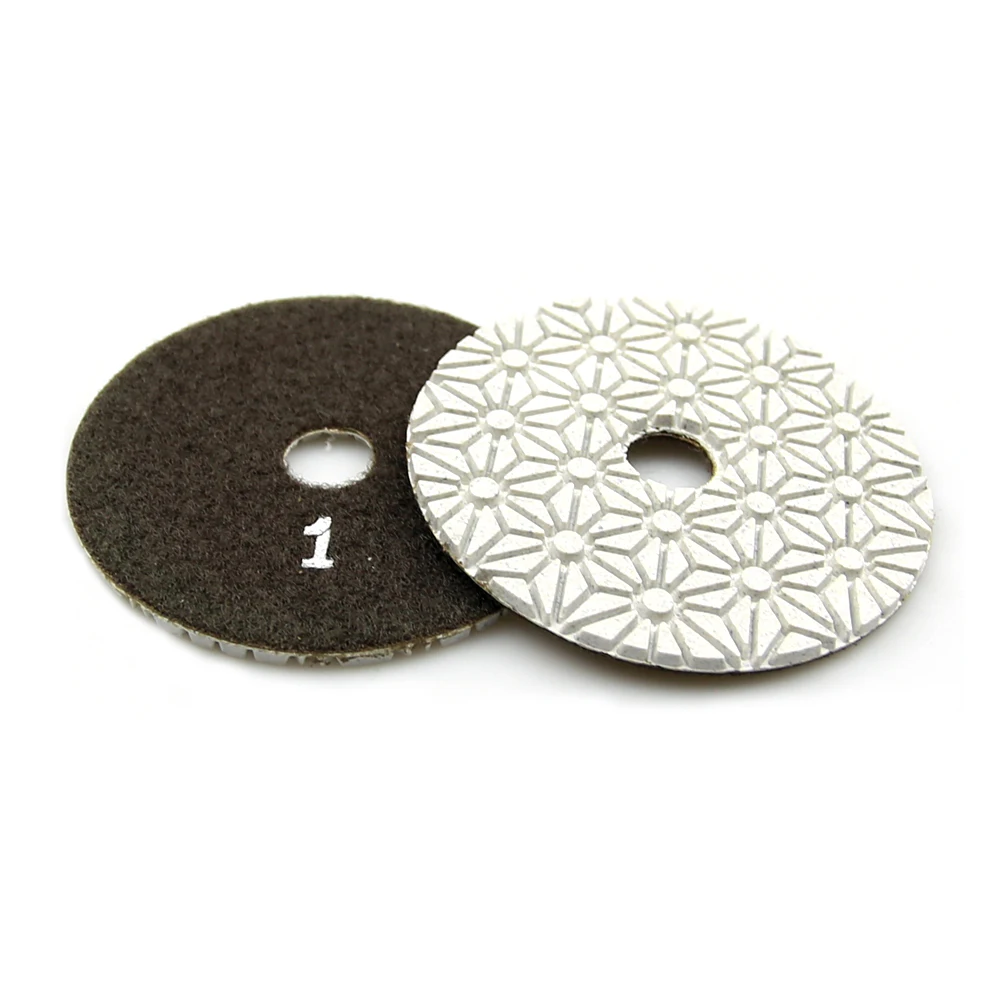 3 pieces 100mm Diamond Flexible Wet & Dry Polishing Pads 3 Step Floor Polish for Stone Marble Tile