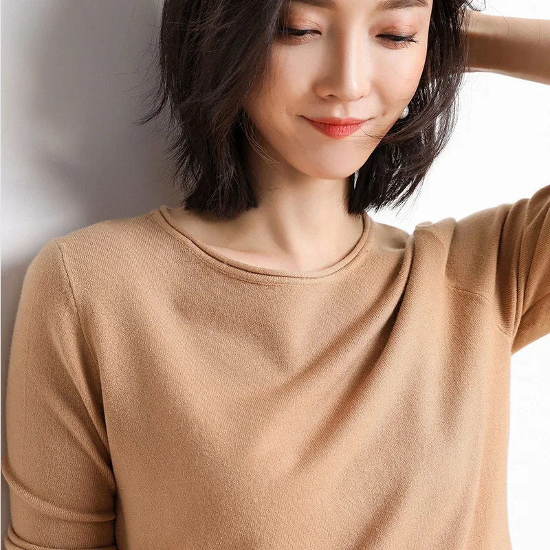 

Soft Round neck Sweaters and Pullovers for Women Cashmere Warm Long Sleeve Spring Autumn Fluffy Blouse Tops Female Brand Jumper