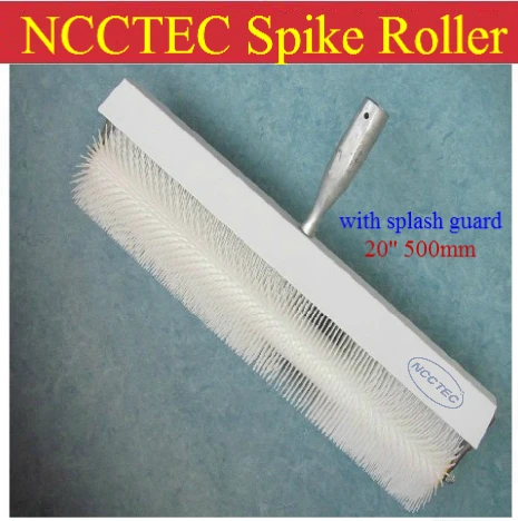 

20'' NCCTEC spiked roller with splash guard 500mm epoxy concrete industrial flooring construction tools teeth height 31mm