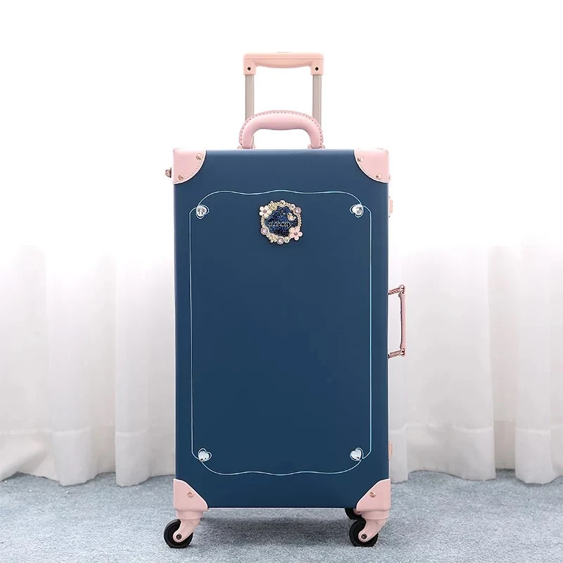 Hot!New Vintage Floral PU Travel Bag Rolling Luggage sets,13\