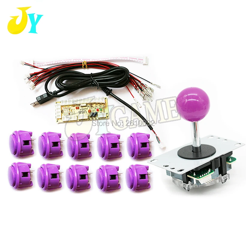 Orange DIY Handle Arcade Set Kits Replacement Part USB Cable Encoder Board PC Joystick Push Buttons 10 Colors