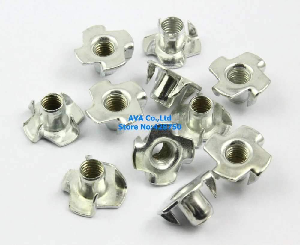 

100 Pieces Metric M6 T Nuts Zinc Plated TEE Nuts 4 Prongs