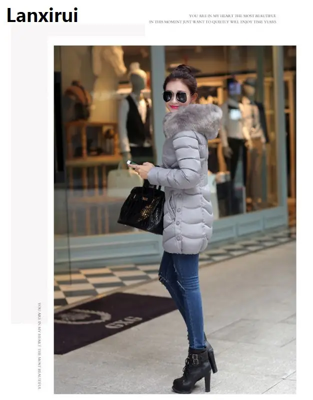 Fashion Women Slim Warm Artificial Fur Collar Short Winter Coat Jacket Outwear