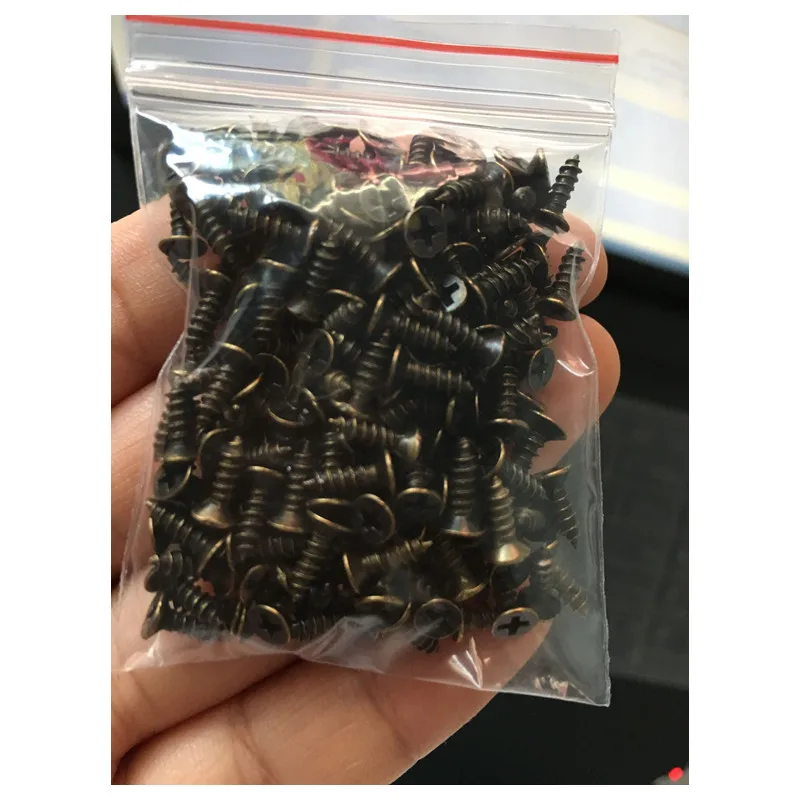 Lucky Bag Bronze Tone Fit Hinges Flat Round Head Phillips Self-Tapping Screws Fasteners M2*8mm,200PCs