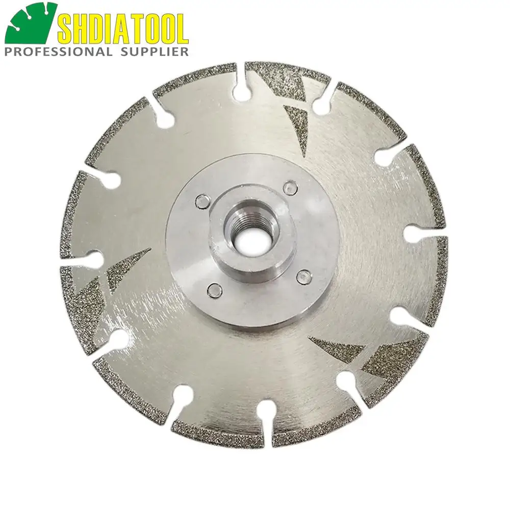 SHDIATOOL-disco de corte y molienda de diamante recubierto de 4,5 ", brida M14 con protección, hoja de diamante galvanizado de 115MM, 2 uds.