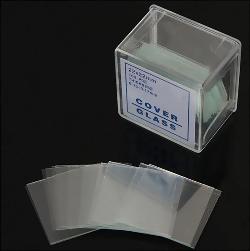 22x22mm 100 pces/1 caixa microscópio capa slides de vidro capa slides para preparação de acessórios espécime business & industrial
