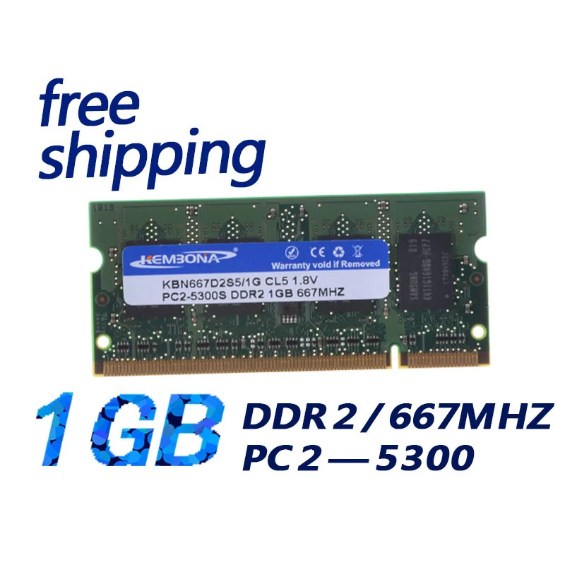 KEMBONA free fast shipping notebook sodimm laptop ddr2 1gb 667mhz pc5300 8bits full compatible