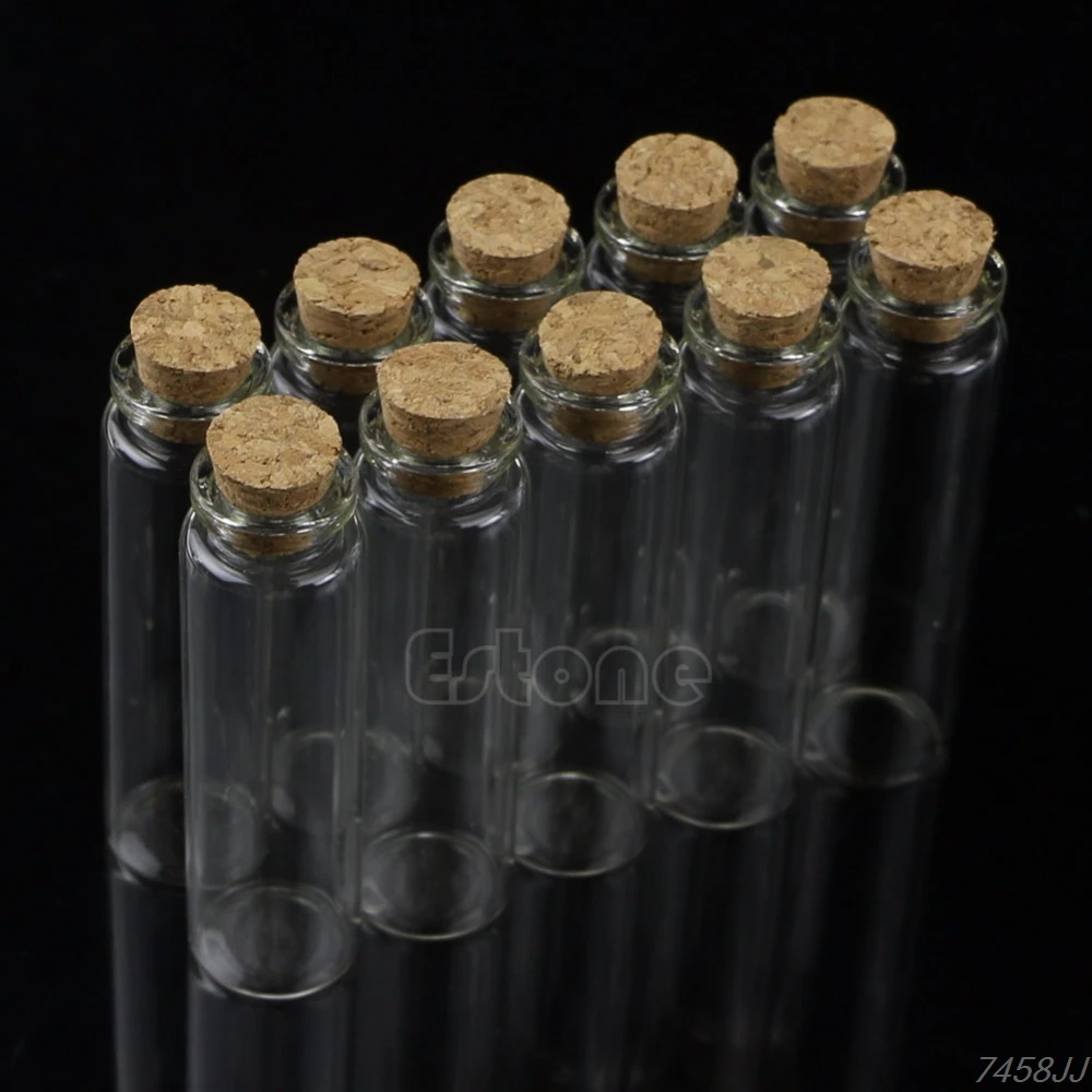 10 Pcs 20ml 22*80mm Empty Tiny Small Clear Cork Message Glass Bottles Vials G03 Drop ship