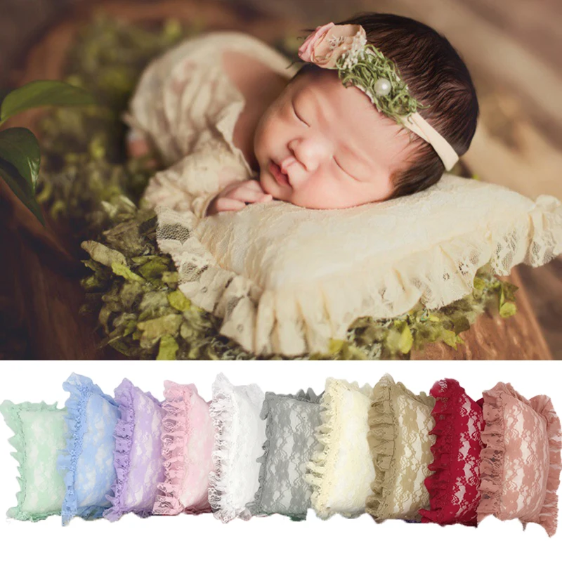 Newborn Lace Posing Pillow Baby Girl Photography Props Princess Lacy Positioner Infant Cushion Pillow Photo Props Accessories