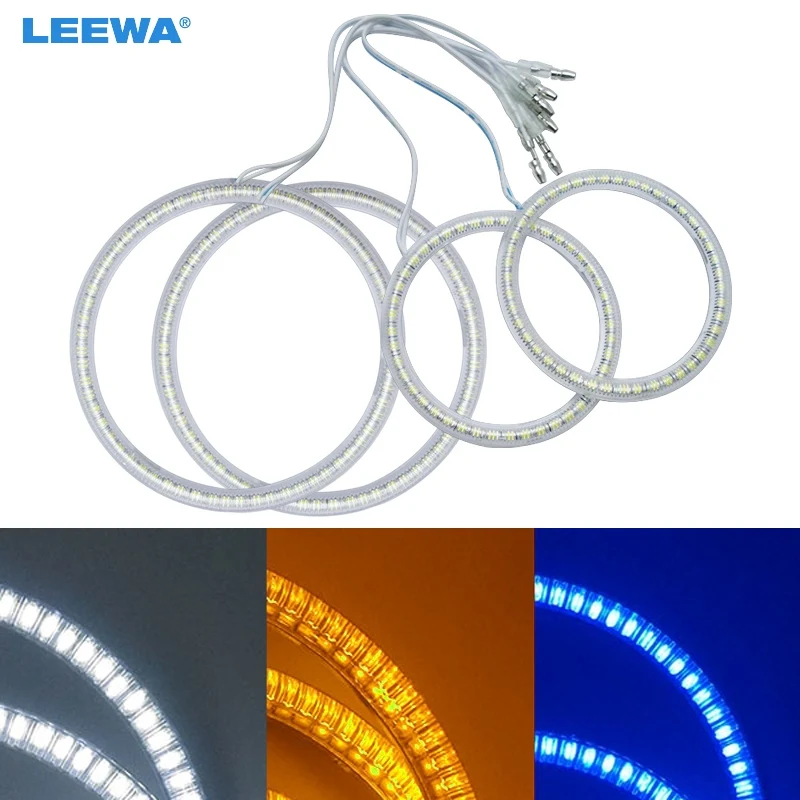 LEEWA 2x85mm 2x115mm SMD Lada Kalina 1119 자동차 LED 헤일로 링 천사 눈 DRL 헤드 램프 라이트 화이트/블루/옐로우 # CA1166