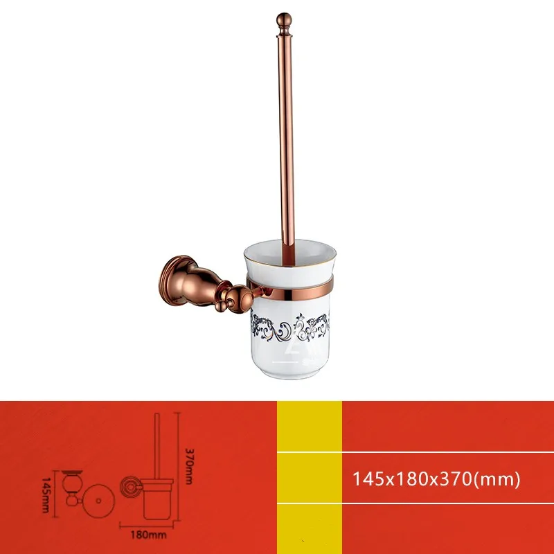 Rose Gold plated brass Toilet brush holder with Art ceramic cup High-quality Bathroom hardware accessories--MS6610