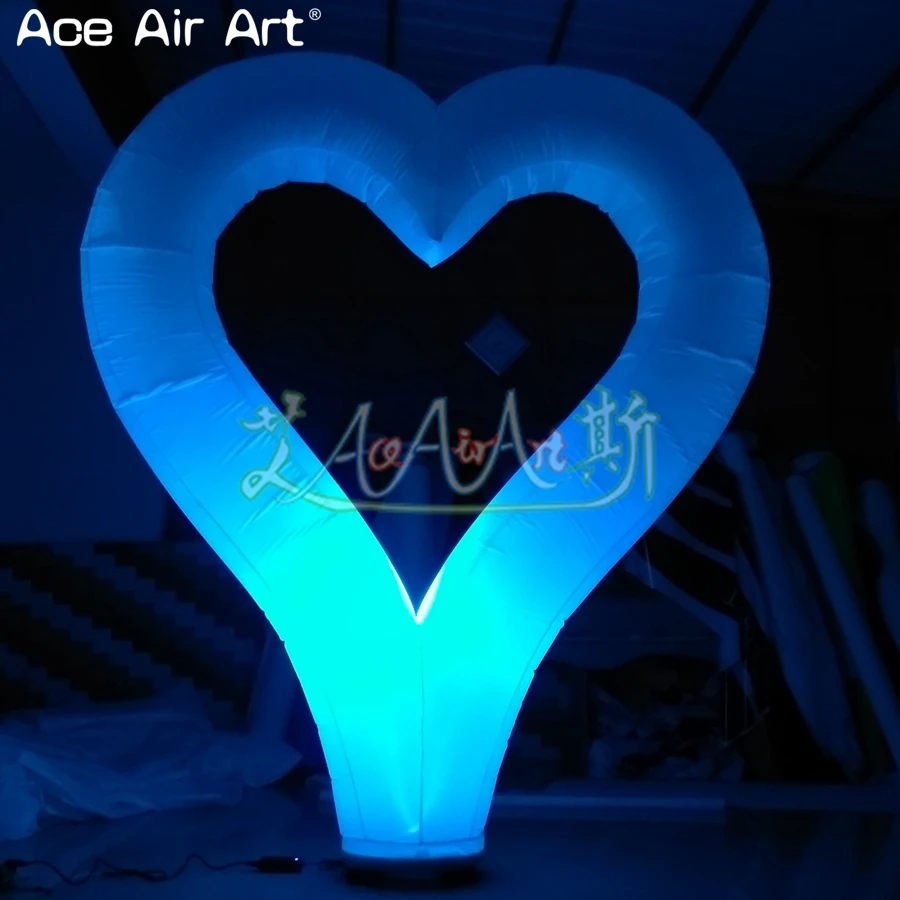 Modèle de coeur plonger oyant LED diversifié, coeur gonflable Dream ica avec ventilateur de base pour la Saint-Valentin, décoration de sol de fête de mariage