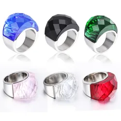 Silver color Gold color Large Rings for Women Wedding Jewelry Extra Big Crystal Stone Ring Stainless Steel Anillos Cocktail Ring