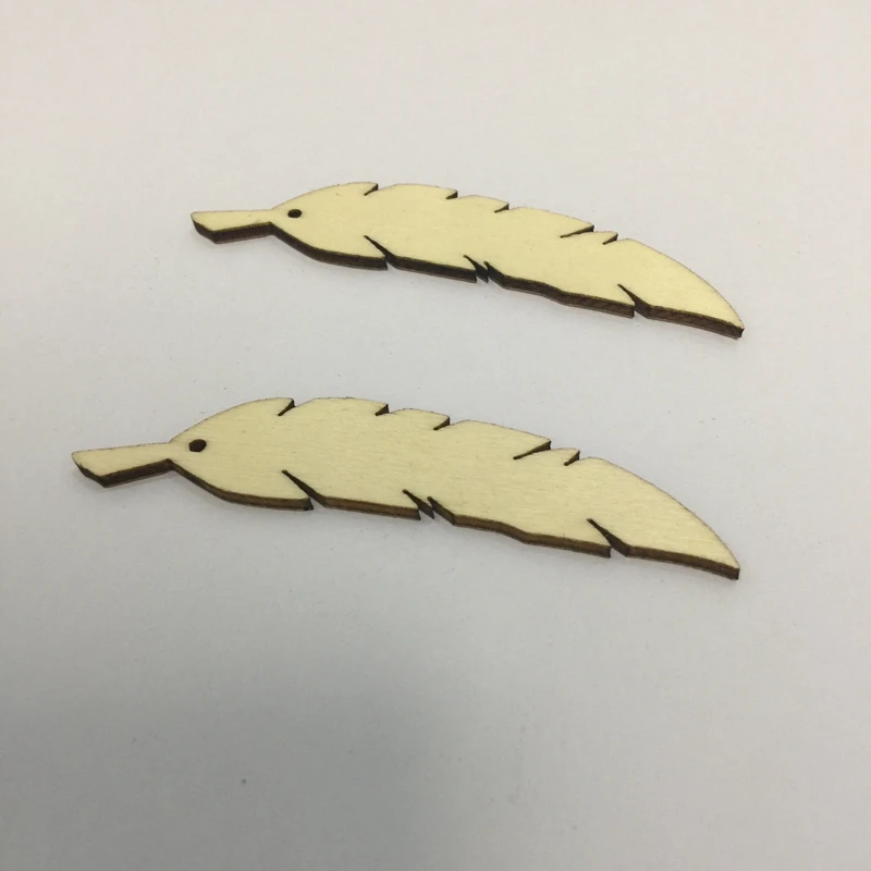 

50pcs laser cut wood feather earrings feather jewellery diy wooden earrings