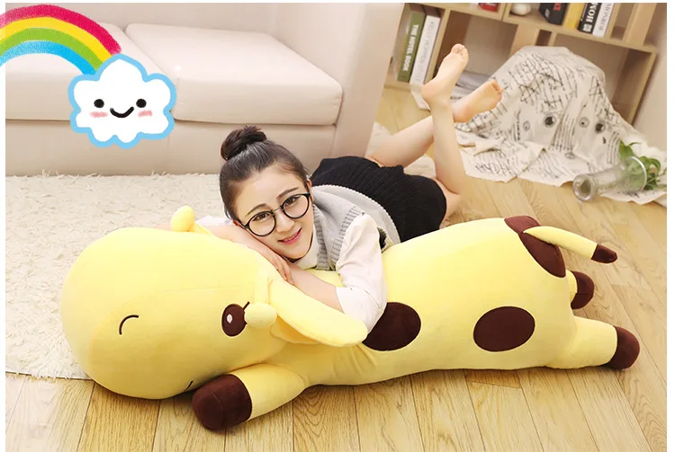 huge plush cartoon spots giraffe toy big stuffed yellow giraffe pillow doll gift about130cm