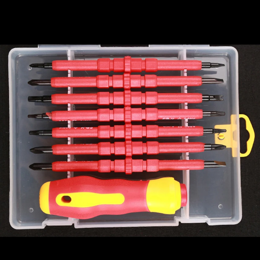 1 Set Screwdrivers Electrician Manual Kits Multi-purpose 380V Insulation Precision Slotted/Phillips Screwdrivers CR-V Hand Tools