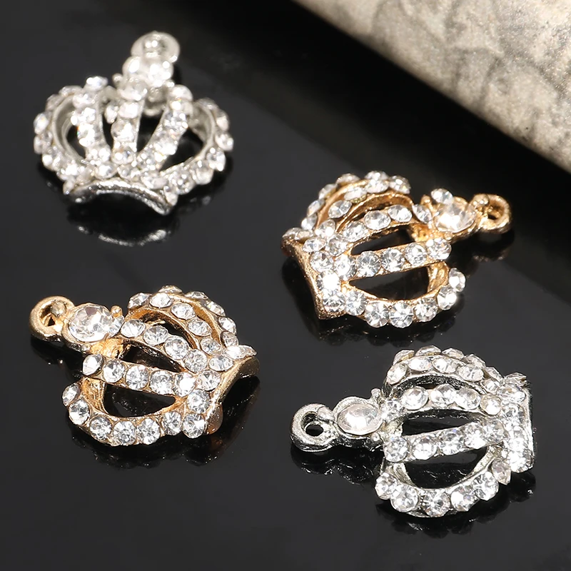 2019New 100pcs Rhinestone Little Crown Button For Jewelry Earring or Necklace Pendants  or DIY Hair Accessories ZJ325