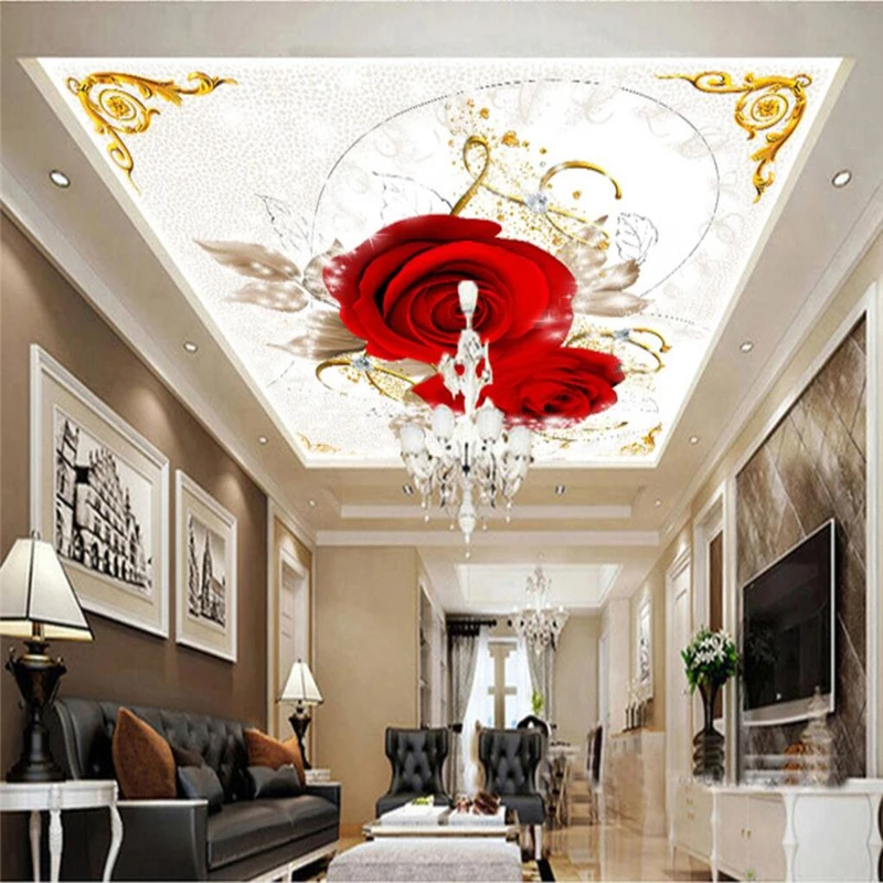 wellyu Custom Wallpaper 3d Photo обои Red Love Rose Rising Living Room Bedroom Mural TV Background wall paper papel de parede