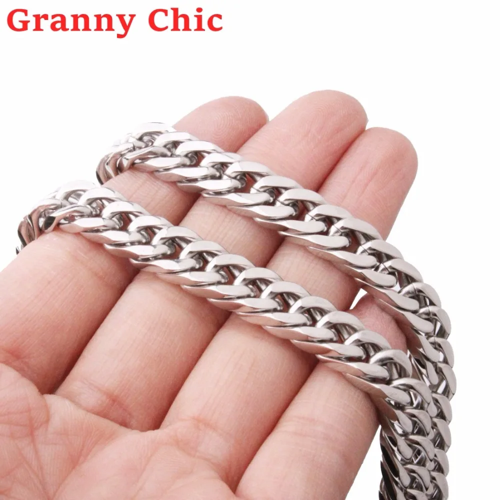 Granny Chic Fashion 316L Stainless Steel Necklace for Women Men Silver Rose Gold Black Color Cuban Chain Jewelry