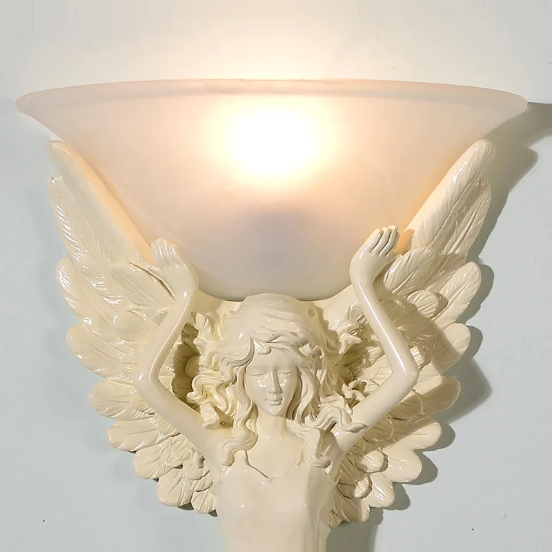 85-265V Modern European Style Wall Lamp Angel Lampshade Sconce for Hotel Bedroom E27 Novelty Fixture Vintage Lamp