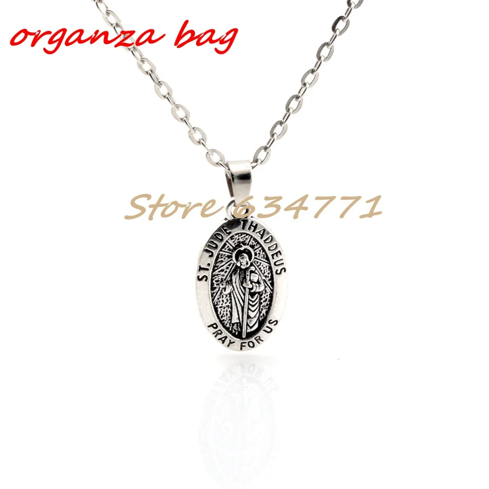 2Pcs Alloy ST. JUDE THADDEUS Pendant Necklace For Religious Belief Jewelry Gifts