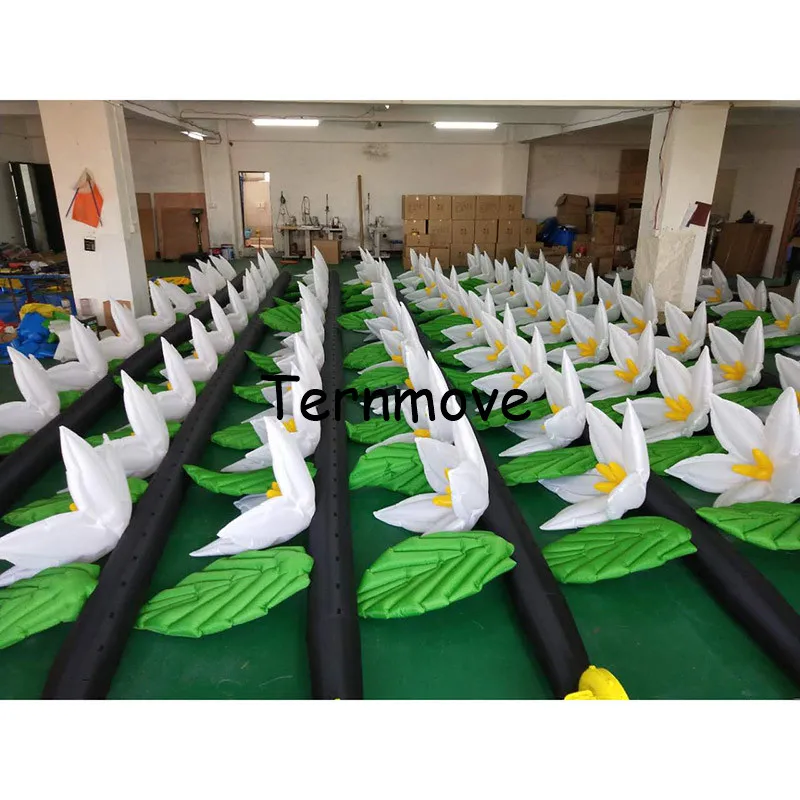 

5m long lighting inflatable flower chain for wedding decoration giant inflatable lotus flower tube pipe decoration