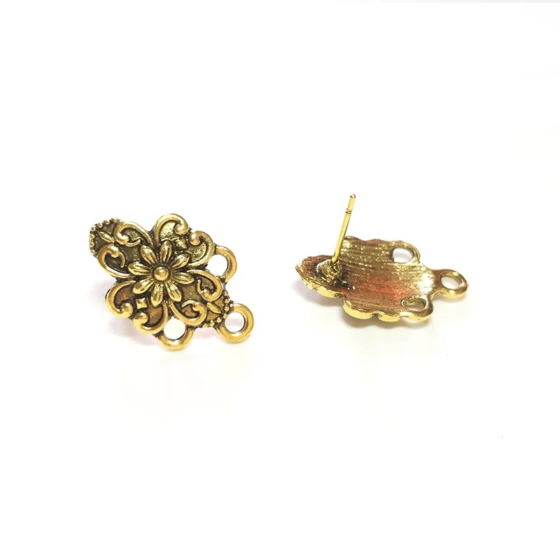 New 6pcs 13*22MM Zinc Alloy Retro Gold Crosswise Earring Base Earring Connector for DIY Earrings Accessories
