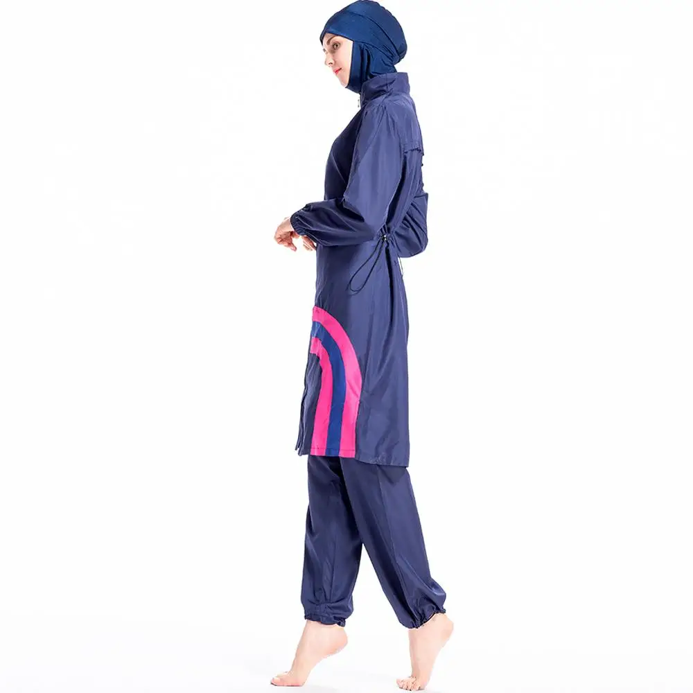 3pcs Muslim Women Hijab Long Sleeve Swimwear Zipper Full Cover Beachwear Islam Burkini Swimsuit Modest Bathing Suit Swimming Set