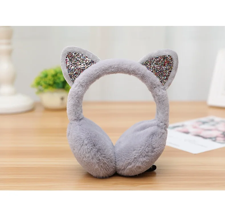 2018 new casual fashion simple and delicate cat ears shape winter plus velvet warm women's earmuffs