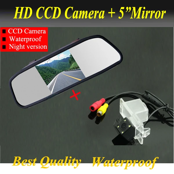 2 in 1 car parking system, CCD Car reversingcamera  for Ssangyong Rexton, Kyron, new Actyon, Korando + 5'' Car Mirror monitor