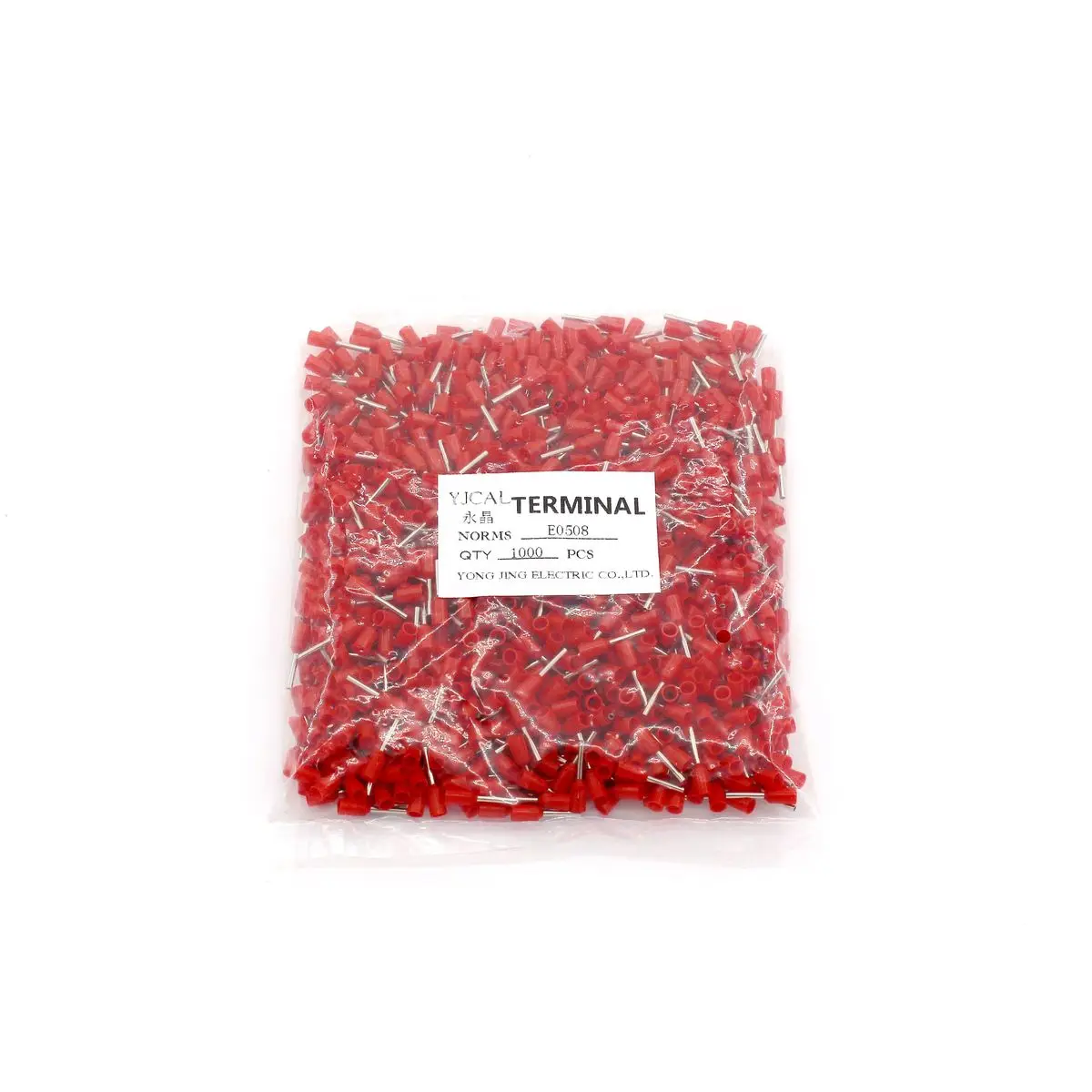 1000pcs/Pack E0508 Insulated Cord End Terminal Crimp Terminal  Wire Connector Crimp Ferrules Crimping Terminals Tubular