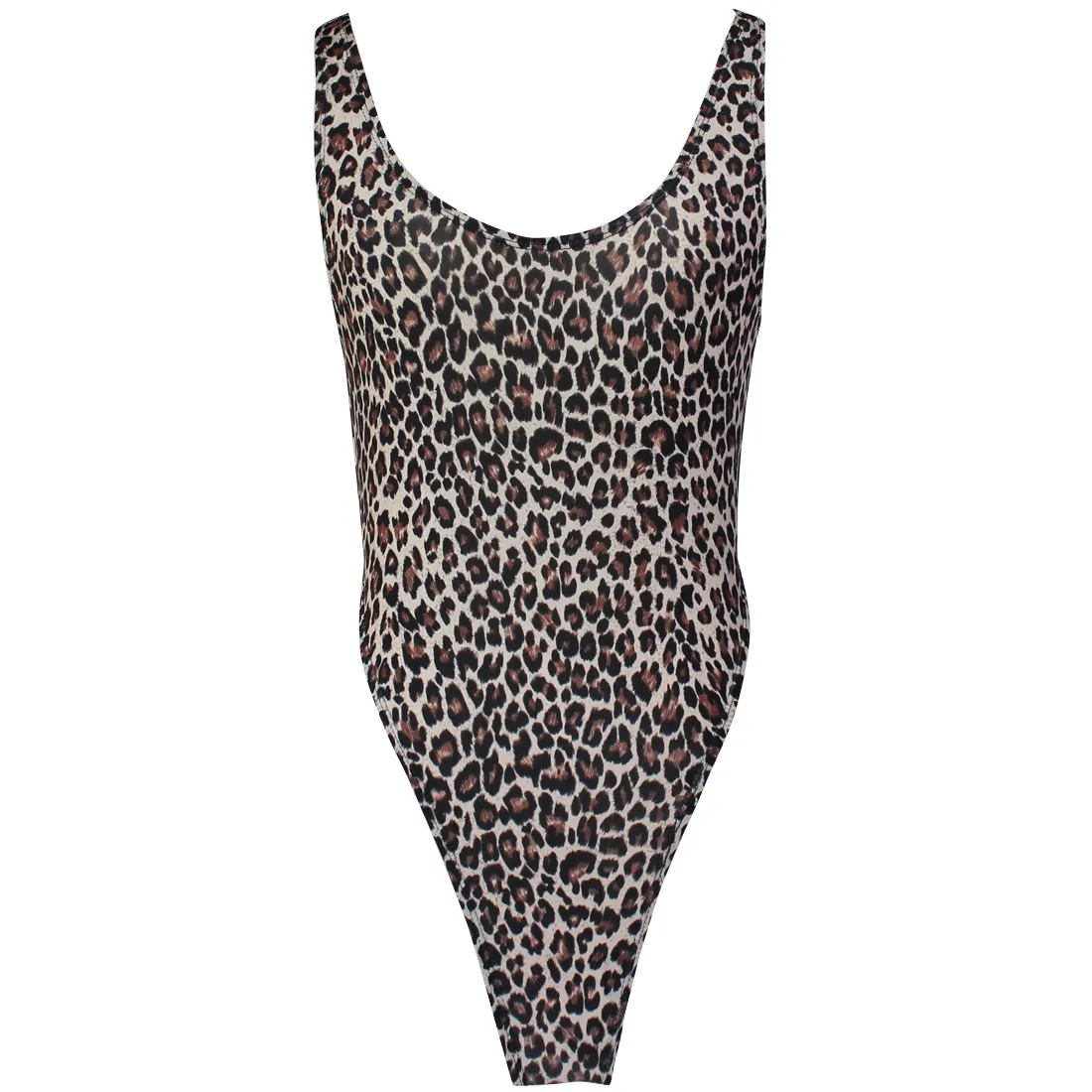 Sexy Women Leopard Swimwear Sleeveless One Piece Swimsuit High Cut Thong Leotard Lady Swimming Bathing Suits Beachwear