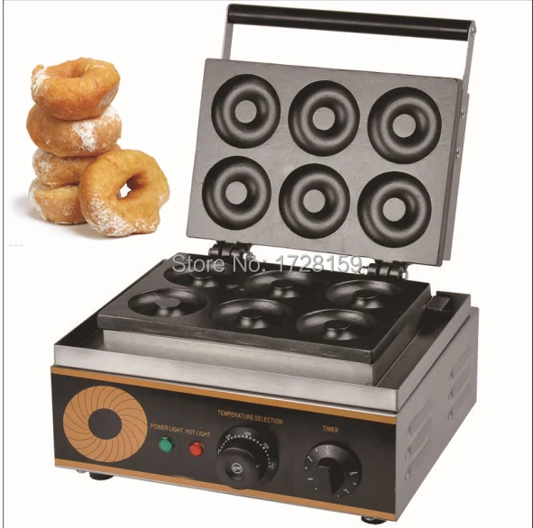 110 v/220 v elettrico sei pezzi Donut Maker Machine, commerciale che fa la macchina ciambella