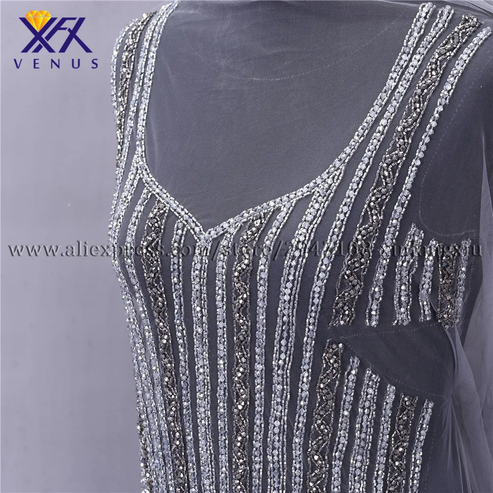 XFX VENUS Handmade Bodice Beaded Crystal stone Embroidered Patches Rhinestone Beaded Appliqued Patch For Wedding Dresses 1 set