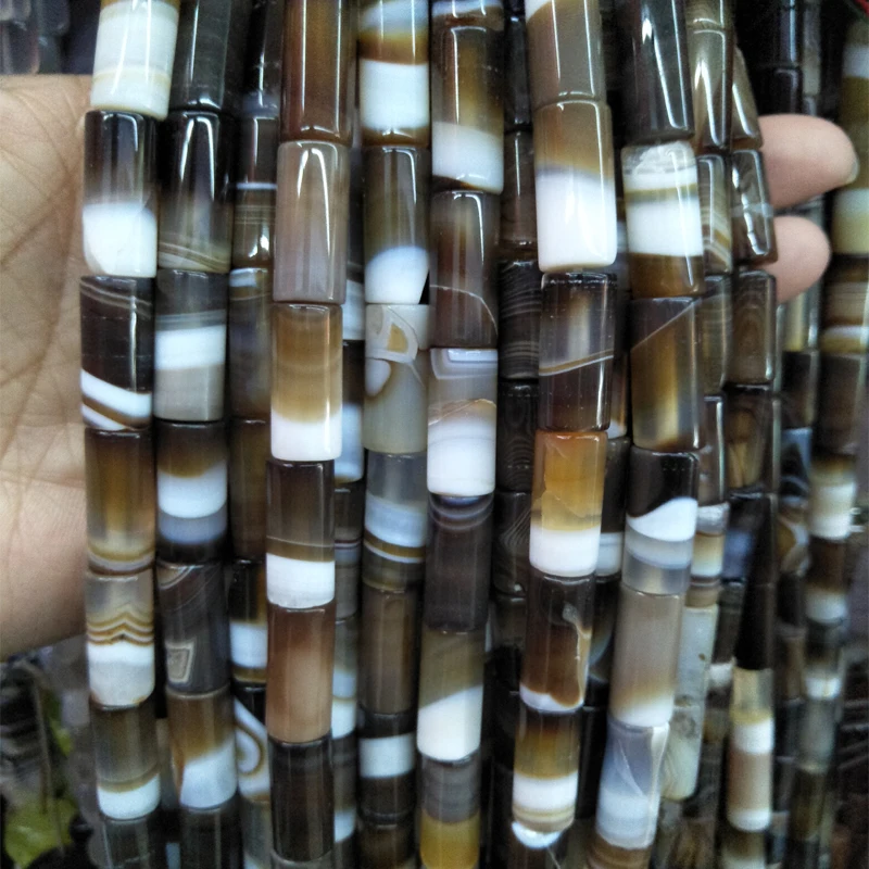 

8x20mm Cylinder Shape Agates Stone Beads Good Quality DIY Necklace Material Natural Stone Beads For Jewelry Making Factory Price