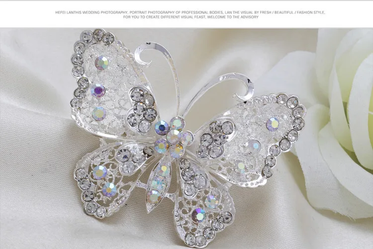 2018 New Hot Bouquet Brooch Jewelry Wedding Korean Silver Plated Butterfly Insect Rhinestone Bride Brooch Pins Women Brooch