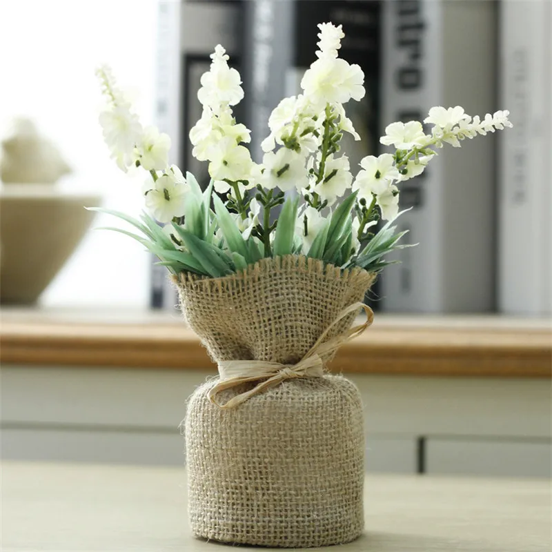 Burlap Fridge Sticker Lavender Plant Potted Artificial Flowerpot View Set Fake Souvenir Blackboard Sticker Magnetic Sticker Home