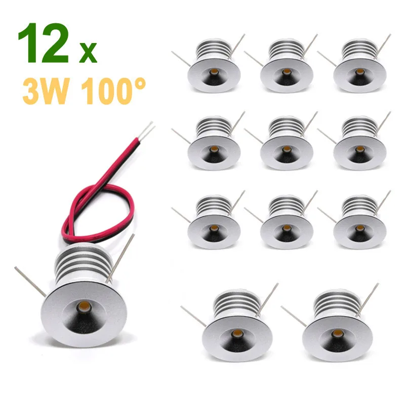 

12pcs mini 3W LED spotlights DC3.0-3.4V/700mA wine cabinet jewelry display case decoration led spot lighting CE RoHS Certified