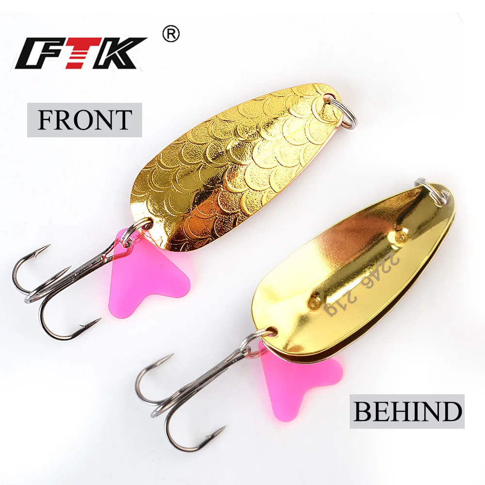 FTK 1pc Metal Fishing Lure Spinner Bait 21g 30g 35g Carp Double Spoon Lure With Treble Hook Hard Bait For Pike Fishing