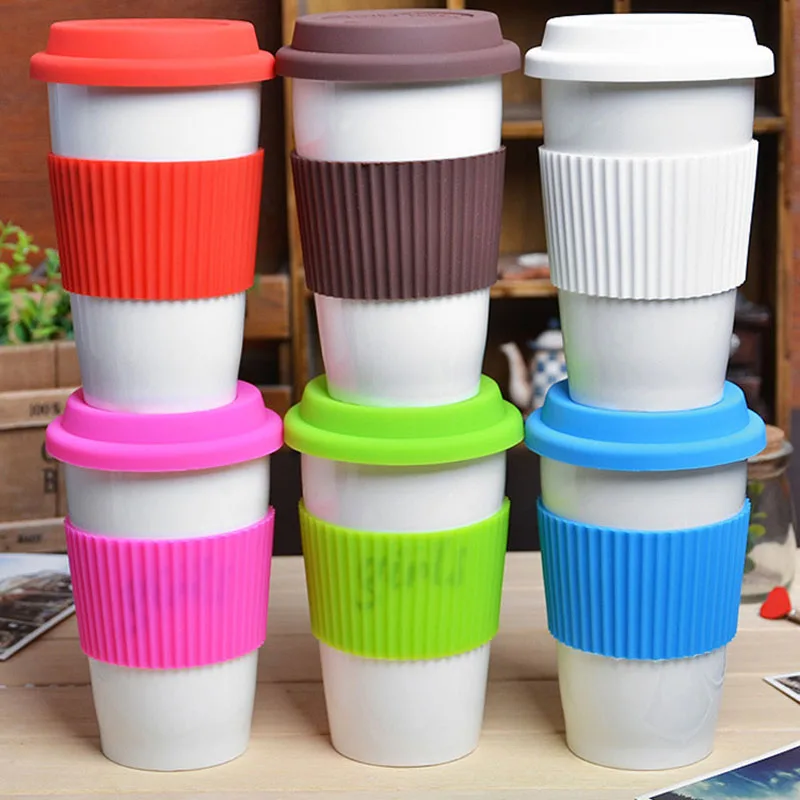 100pcs Height:5.5cm Food Grade Silicone Wraps For Mugs Ceramic Cup Sleeves Recyclable Heat Insulation ZA5987