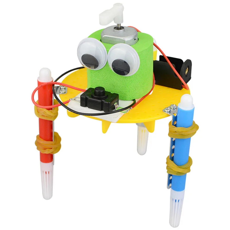 DIY Physics Science Experiment Robot Painting Intelligent Creative Electric Toy Handmade Assemble Toys for Student