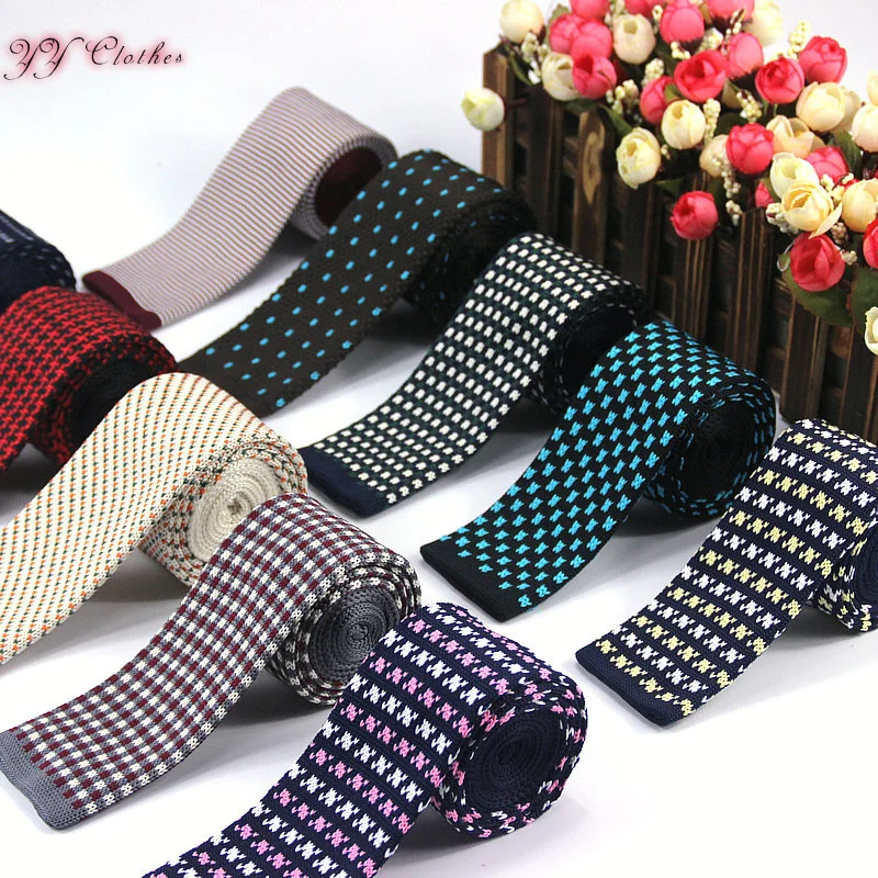 New Hot Fashion Male Brand Slim Designer Knitted Neck Ties Cravate Narrow Skinny Neckties For Men Free shipping High Quality