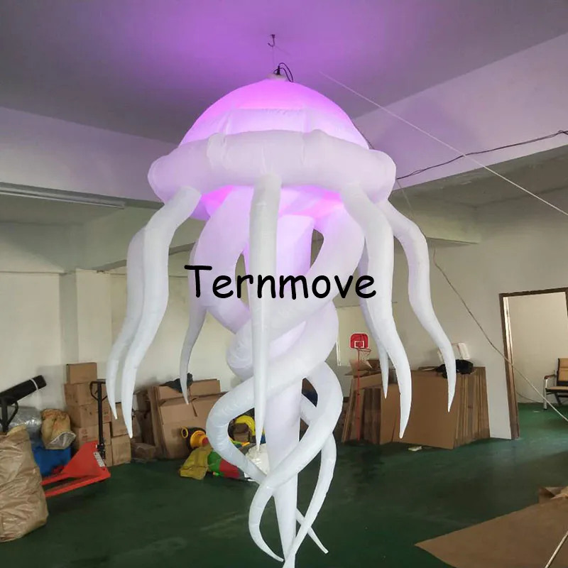 2pcs/lot , party night bar event inflatable decoration jellyfish with LED light medusa acaleph seajelly for advertising hanging