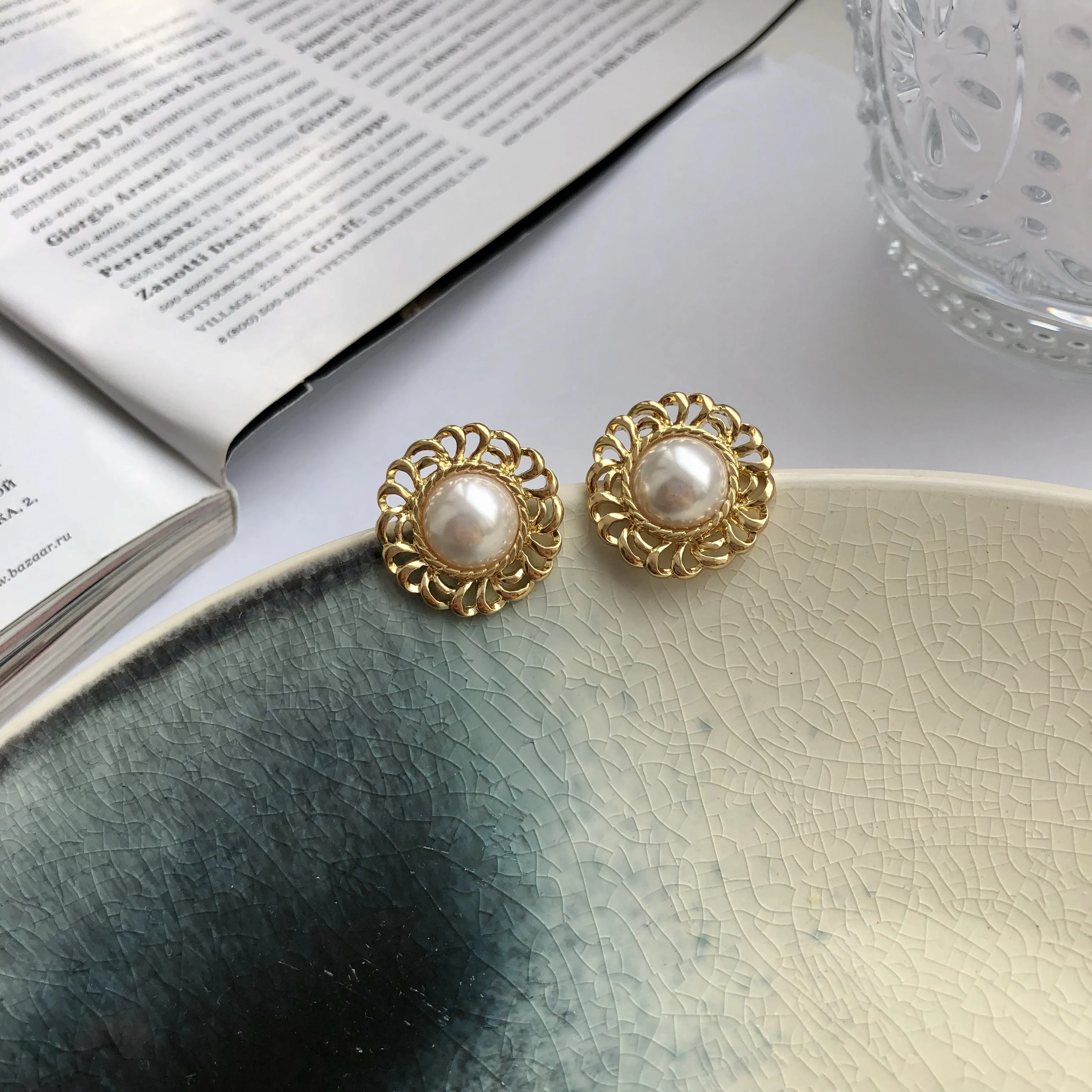 New Sweet Design Alloy Stud Geometric Wing Square Oval Cross Earrings Retro Jewelry