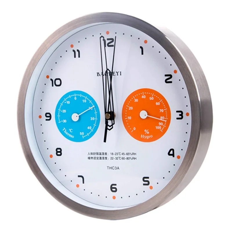 3-in-1 Fashion Wall Clock With Thermometer&Hygrometer No-ticking Modern Design Hanging Clock Decor Home Bedroom Living Room