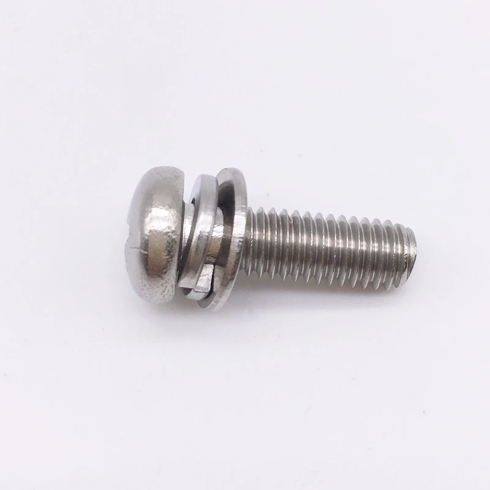 Wkooa M4 SEMS Screw Phillips Driver Polished Cross recessed pan head screws with plain and spring washers attached Pack 100