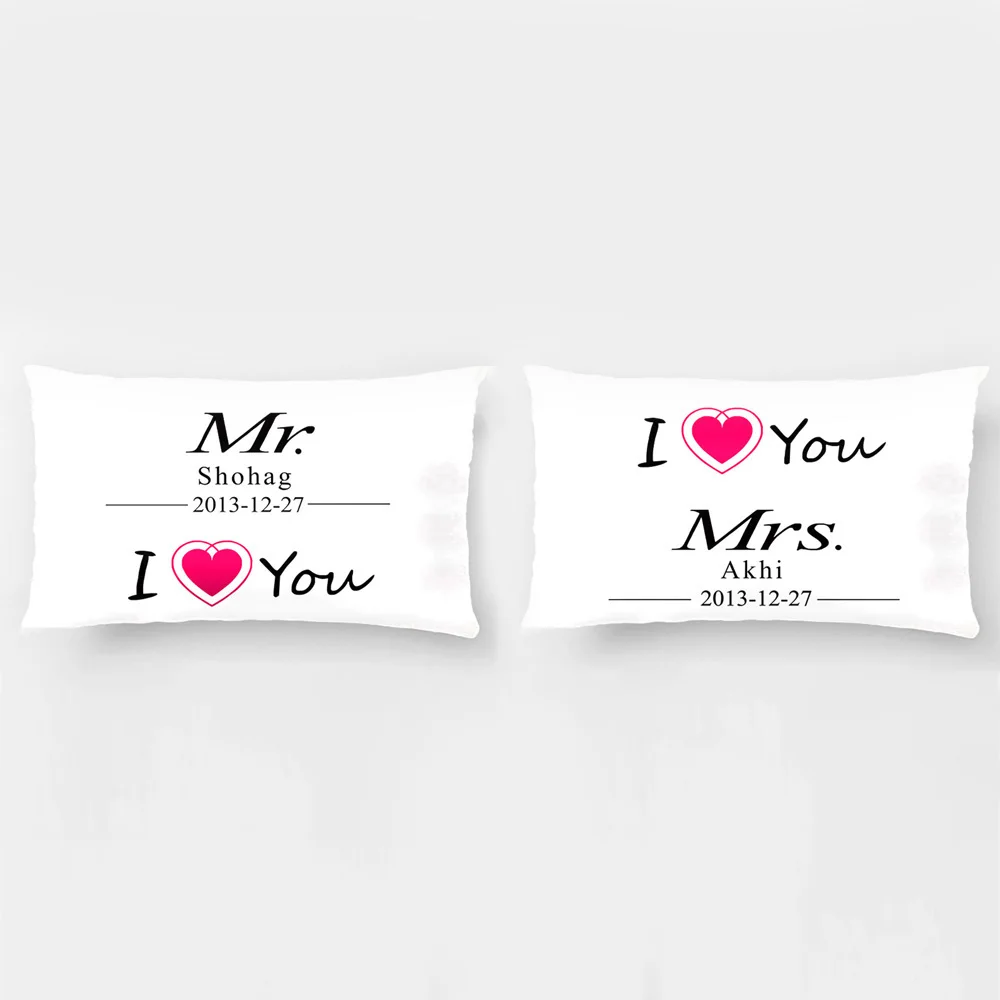 Custom Mr and Mrs Pillow Cover I Love You Pillowcases Personalized Couple Covers Gift for  Wedding Engagement Gift By Lvsure