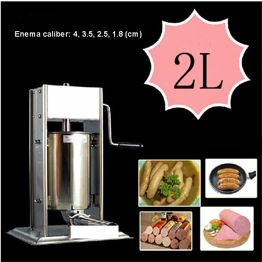 2L hand operated home sausage meat stuffer stainless steel manual vertical sausage filling machine kitchen tool